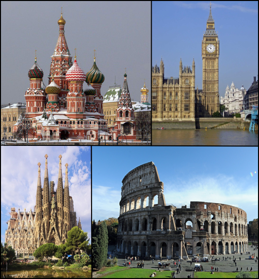 Vedute di Londra, Roma, Barcellona e Mosca